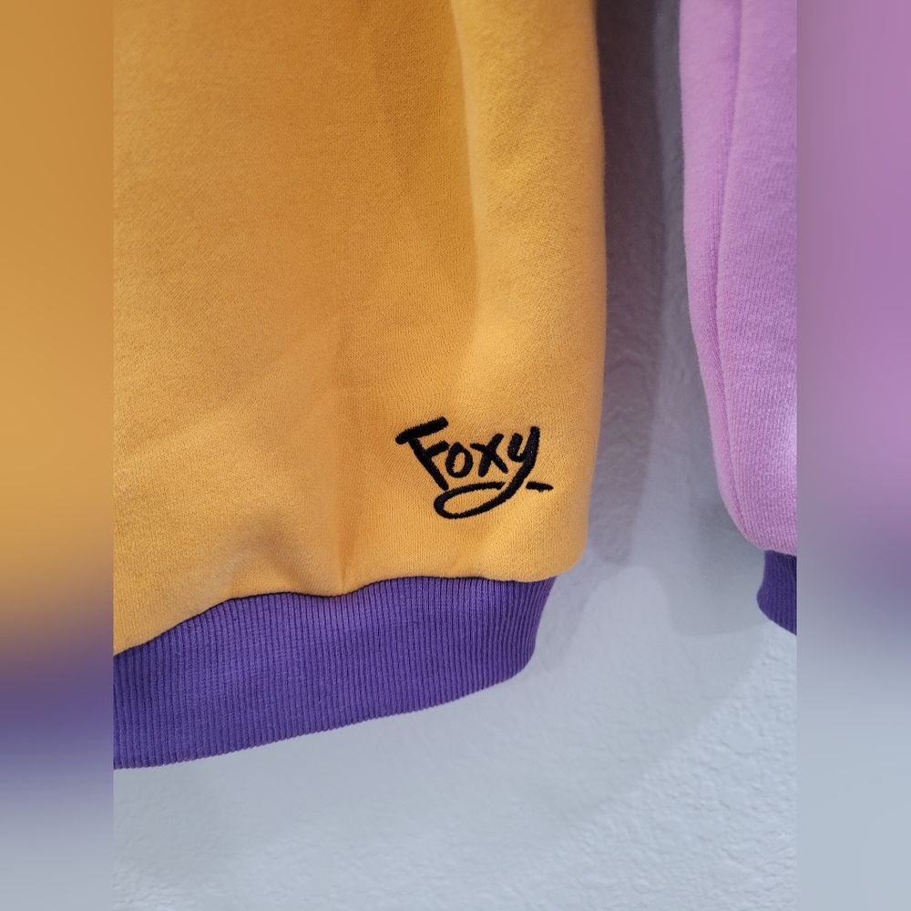 Lanky Box Kids Foxy Orange and Purple Cartoon Hoodie Youth Large - Picture 7 of 8